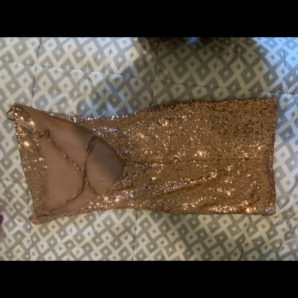 Rose gold sequins party dress